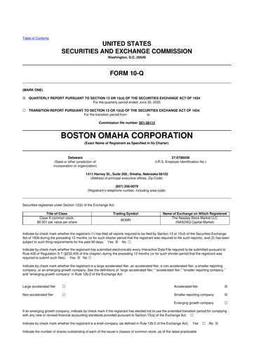 Thumbnail Boston Omaha 10-Q Quarterly Report FY2020 