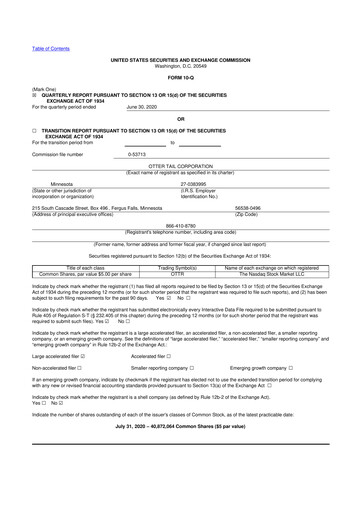 Thumbnail Otter Tail 10-Q Quarterly Report FY2020 