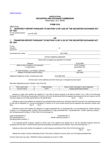Thumbnail Cathay General Bancorp 10-Q Quarterly Report FY2020 