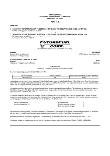 Thumbnail FutureFuel 10-Q Quarterly Report FY2020 