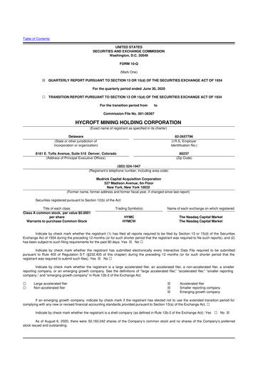 Miniature Hycroft Mining 10-Q Rapport trimestriel  