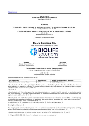 Thumbnail Biolife Solutions
 10-Q Quarterly Report FY2020 
