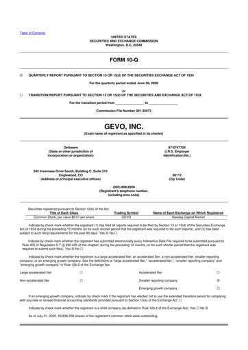 Thumbnail Gevo 10-Q Quarterly Report FY2020 
