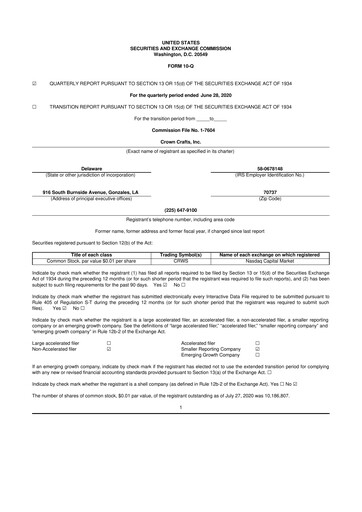 Miniature Crown Crafts 10-Q Rapport trimestriel 2021 