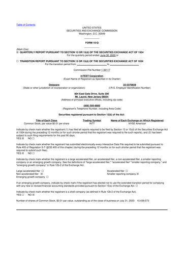 Thumbnail inTEST Corporation 10-Q Quarterly Report FY2020 