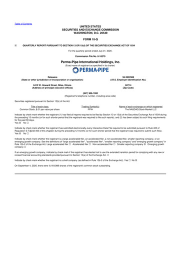 Thumbnail Perma-Pipe International 10-Q Quarterly Report FY2020 