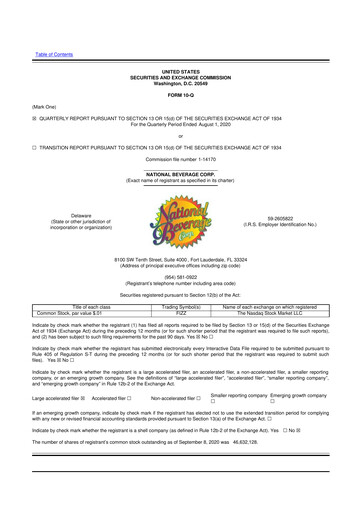 Thumbnail National Beverage
 10-Q Quarterly Report FY2021 