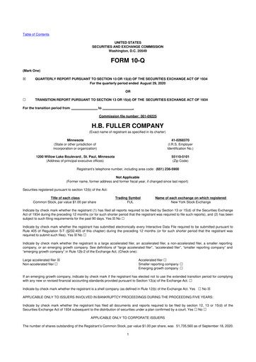 Thumbnail H.B. Fuller
 10-Q Quarterly Report FY2020 