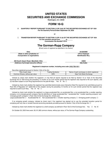 Vorschaubild Gorman-Rupp 10-Q Quartalsbericht 2020 
