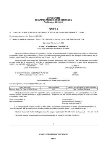 Thumbnail Standex International 10-Q Quarterly Report FY2021 