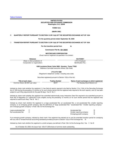 Thumbnail NextDecade Corp 10-Q Quarterly Report FY2020 