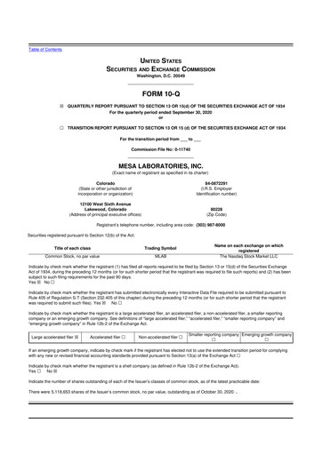 Thumbnail Mesa Laboratories 10-Q Quarterly Report FY2020 