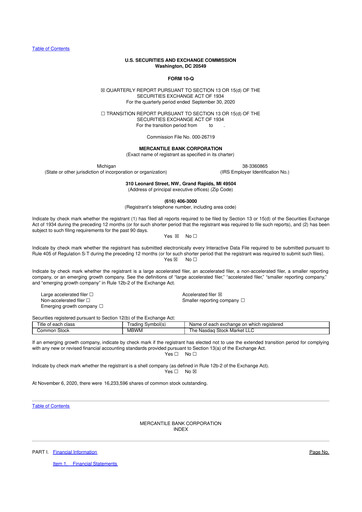 Thumbnail Mercantile Bank 10-Q Quarterly Report FY2020 