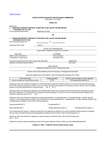 Thumbnail Otter Tail 10-Q Quarterly Report FY2020 