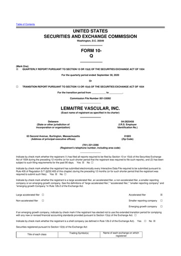 Thumbnail LeMaitre Vascular 10-Q Quarterly Report FY2020 