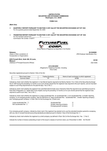 Thumbnail FutureFuel 10-Q Quarterly Report FY2020 