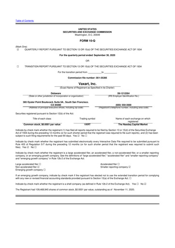 Thumbnail Vaxart 10-Q Quarterly Report FY2020 