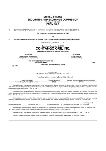 Thumbnail Contango Ore 10-Q Quarterly Report FY2021 