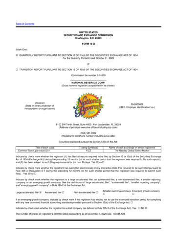 Thumbnail National Beverage
 10-Q Quarterly Report FY2021 