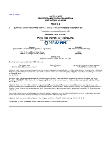Thumbnail Perma-Pipe International 10-Q Quarterly Report FY2020 