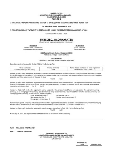 Thumbnail Twin Disc
 10-Q Quarterly Report FY2021 