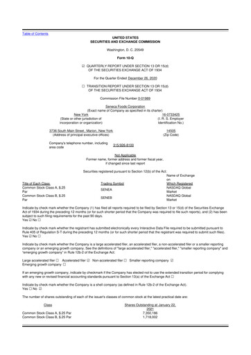 Thumbnail Seneca Foods
 10-Q Quarterly Report FY2021 