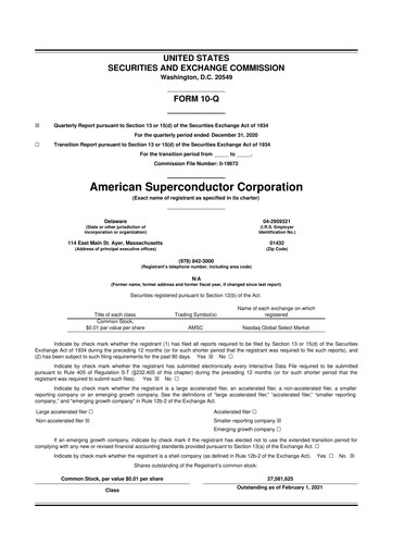 Vorschaubild American Superconductor Corporation 10-Q Quartalsbericht 2021 