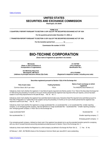 Miniature Bio-Techne 10-Q Rapport trimestriel 2021 