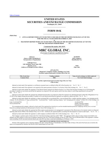 Thumbnail MRC Global
 10-K Annual Report 2020