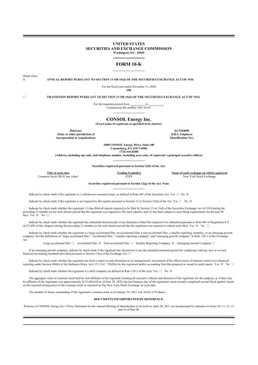 Thumbnail Core Natural Resources 10-K Annual Report 2020