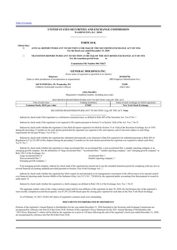 Vorschaubild Generac 10-K Jahresbericht 2020