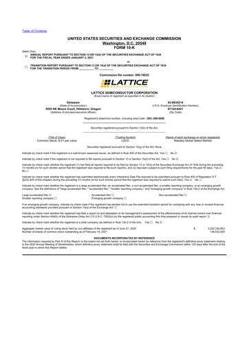 Thumbnail Lattice Semiconductor 10-K Annual Report 2020