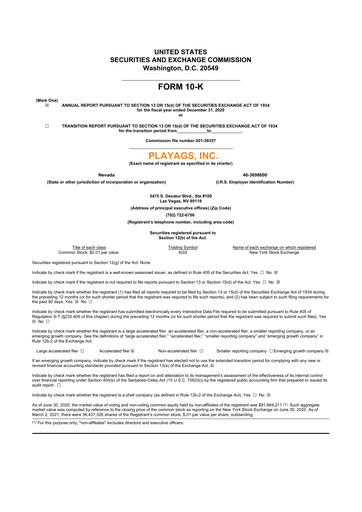 Thumbnail PlayAGS
 10-K Annual Report 2020