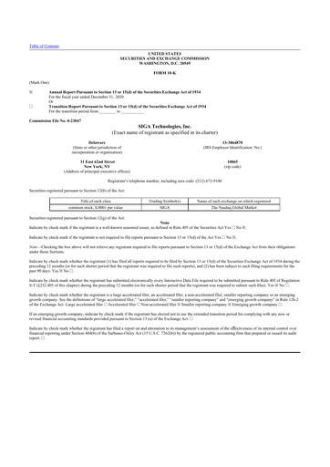 Thumbnail SIGA Technologies 10-K Annual Report 2020