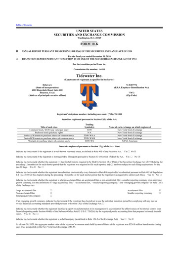 Miniature Tidewater 10-K Rapport annuel 2020