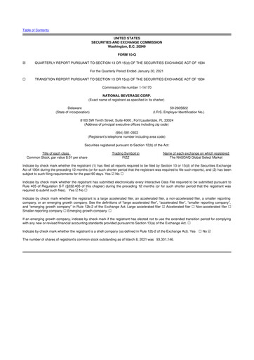 Thumbnail National Beverage
 10-Q Quarterly Report FY2021 