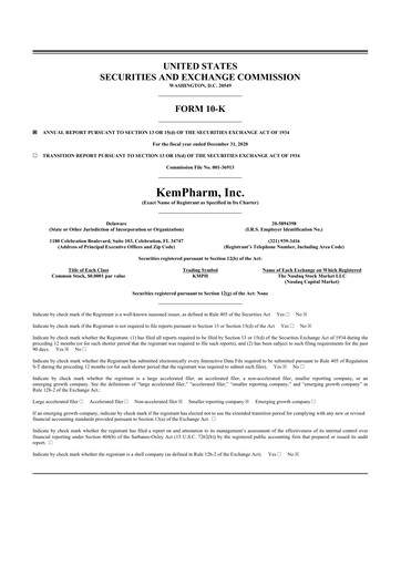 Thumbnail Zevra Therapeutics 10-K Annual Report 2020