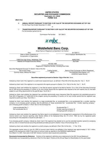 Vorschaubild Middlefield Banc
 10-K Jahresbericht 2020