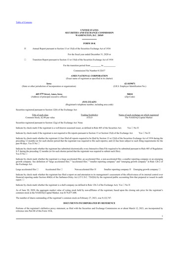 Thumbnail Ames National Corp. 10-K Annual Report 2020