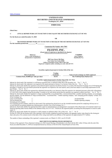 Vorschaubild Fluent 10-K Jahresbericht 2020