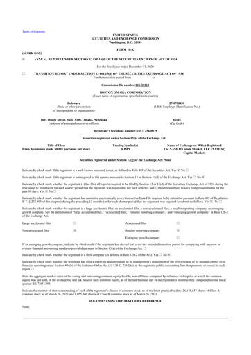 Thumbnail Boston Omaha 10-K Annual Report 2020