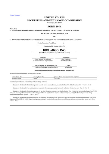 Vorschaubild BioLargo 10-K Jahresbericht 2020