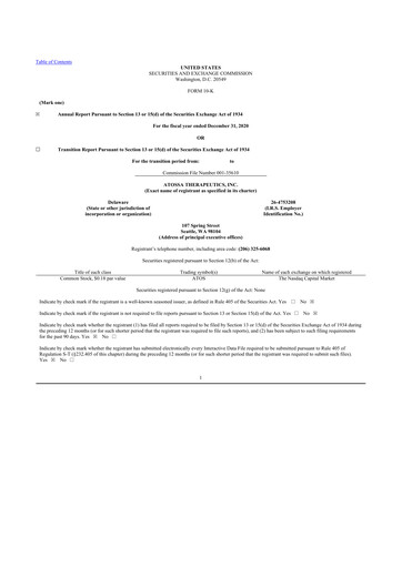 Thumbnail Atossa Therapeutics 10-K Annual Report 2020