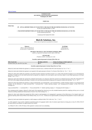 Vorschaubild Biolife Solutions
 10-K Jahresbericht 2020