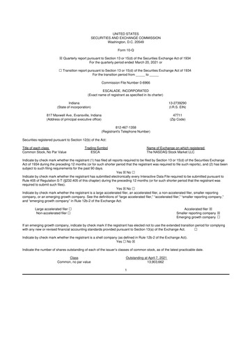 Thumbnail Escalade Sports 10-Q Quarterly Report FY2021 