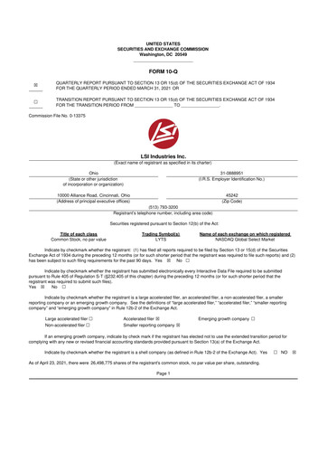 Miniature LSI Industries 10-Q Rapport trimestriel 2021 
