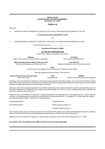 Thumbnail Ultralife Corporation 10-Q Quarterly Report FY2021 