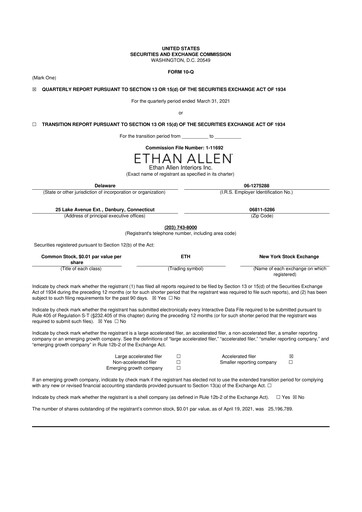 Thumbnail Ethan Allen
 10-Q Quarterly Report FY2021 