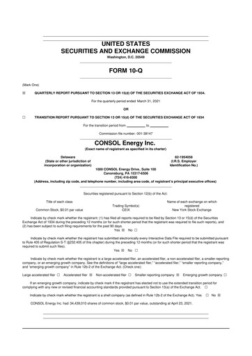 Vorschaubild Core Natural Resources 10-Q Quartalsbericht 2021 