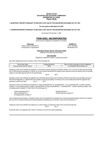 Thumbnail Twin Disc
 10-Q Quarterly Report FY2021 